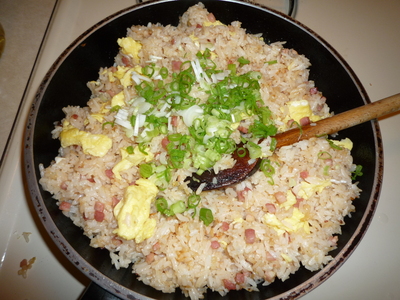 Pancetta Fried rice-add green onions