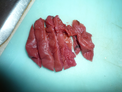Chicken ume shiso-remove ume seed and cut into strips