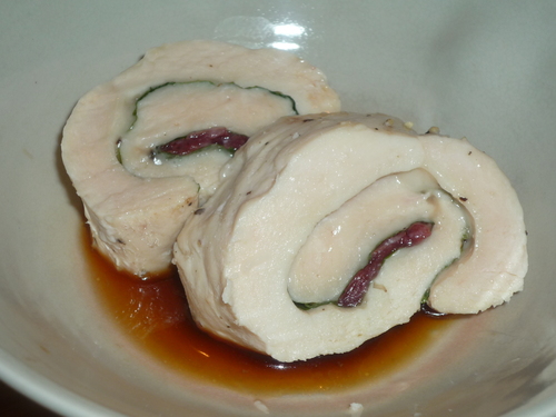 Chicken ume shiso-Slice and serve with Ponzu