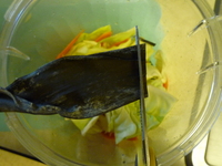 Cabbage Tsukemono-add kombu slivers