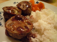 Renkon burgers-served with red wine sauce