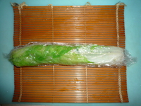 Sushi tsukemono-rolled up in plastic wrap