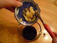 Grated Shoga and garlic into Shogayaki sauce 