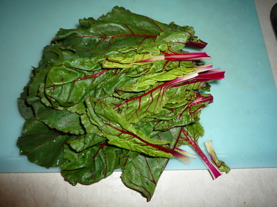 Beet leaves-cut off the stems