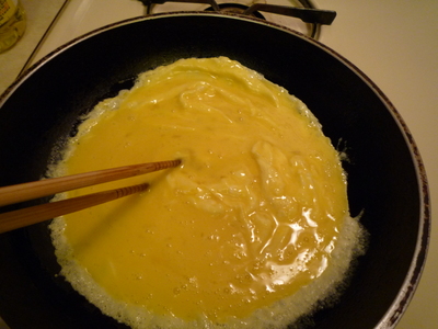 Pancetta Fried rice-stir eggs 