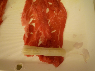 Beef rolls-roll gobo in meat