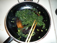 Stir fry Fuki leaves 
