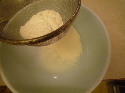 Tempura batter-sift flour