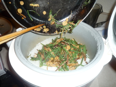 Sansai gohan-add to rice cooker