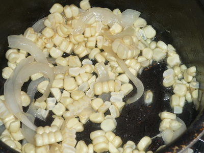 Miso soup corn onion-add corn