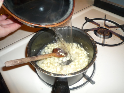 Miso soup corn onion-add dashijiru