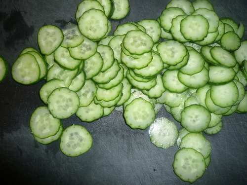 Potato salad-cut cucumber