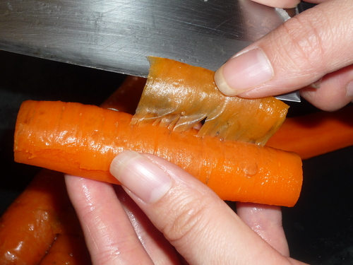 Potato salad-peel cooked carrots