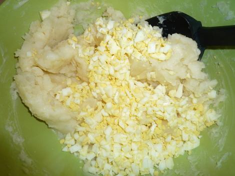 Potato salad-add the eggs